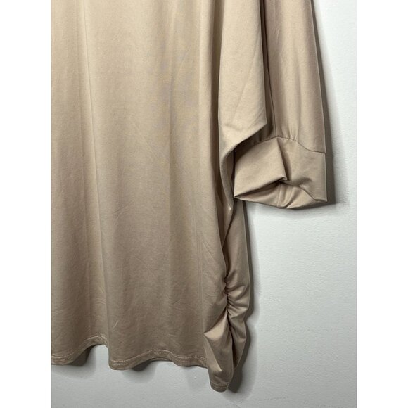 Doublju 3X Brown Dolman Sleeve Tunic Blouse V-Neck Oversized Plus Size Top - Picture 6 of 10